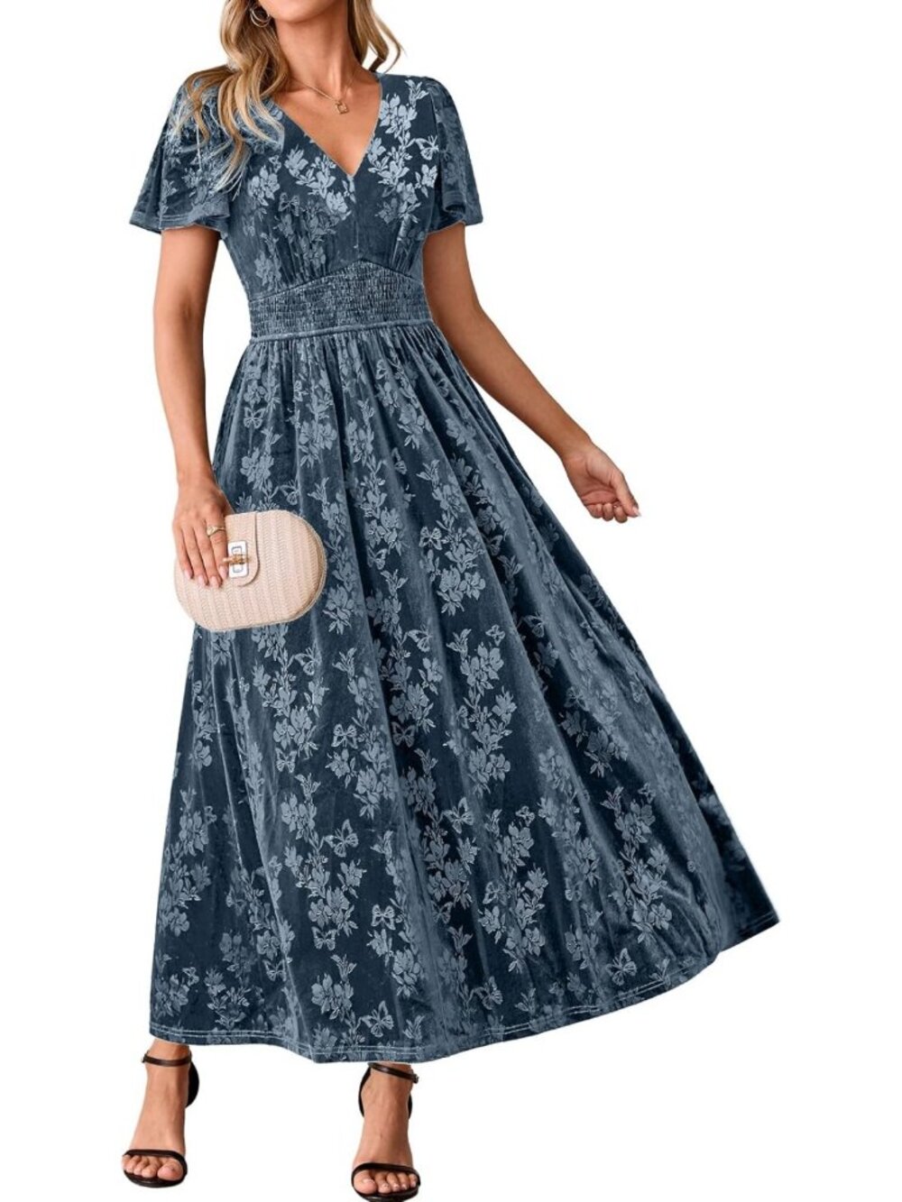 Elegant Velvet Maxi Dress for Women | Formal Wedding Guest & Fall Cocktail